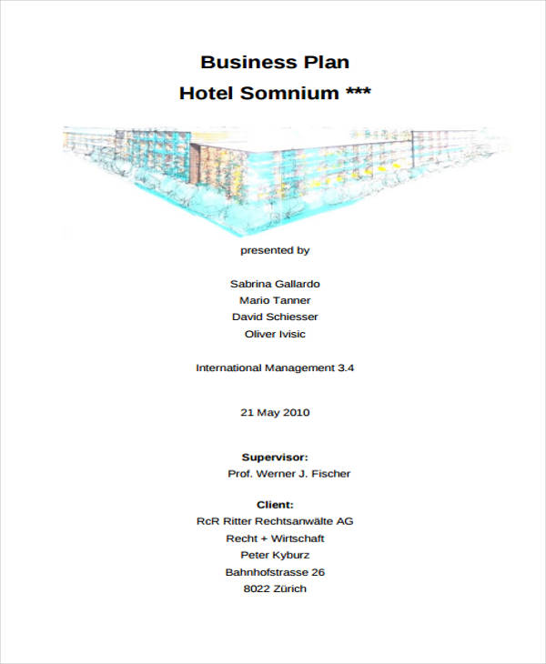 business plan for hotel sample