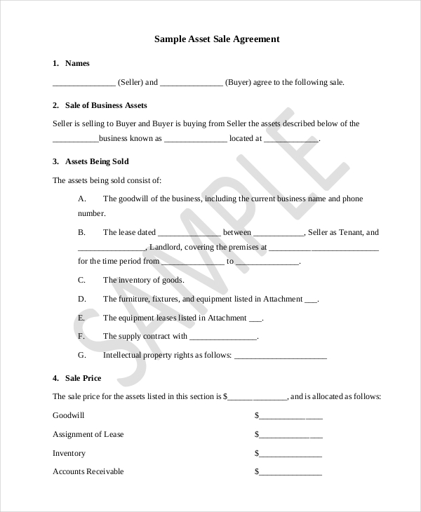 business sale agreement