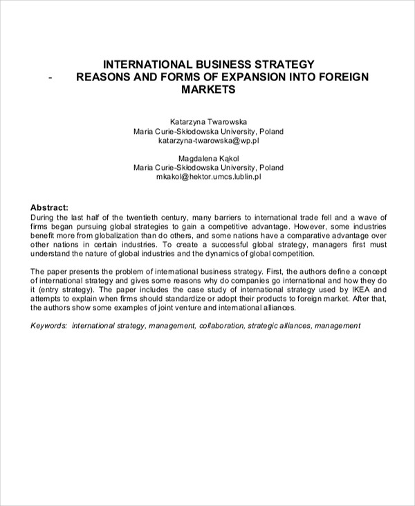 small business strategy research paper