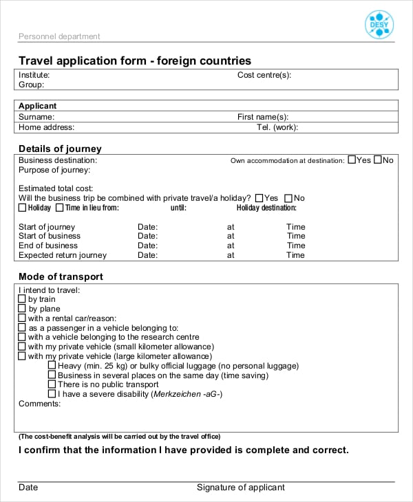 international travel order