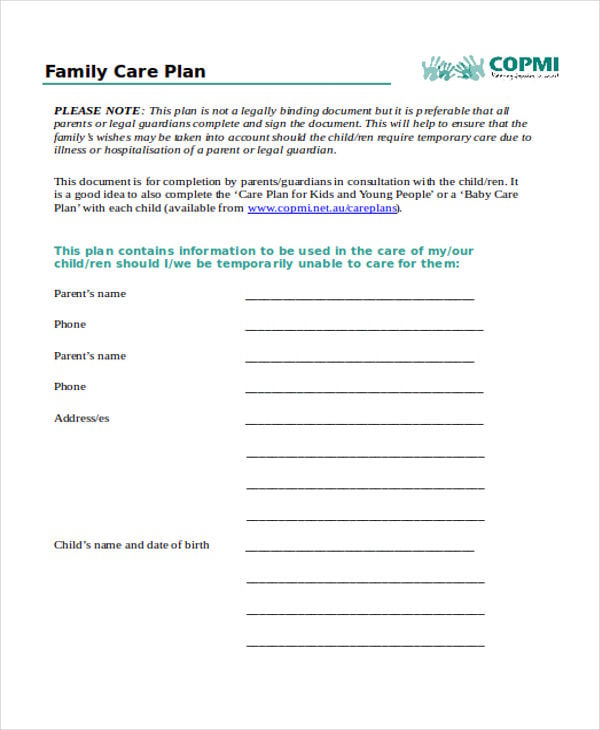 care plan for family1