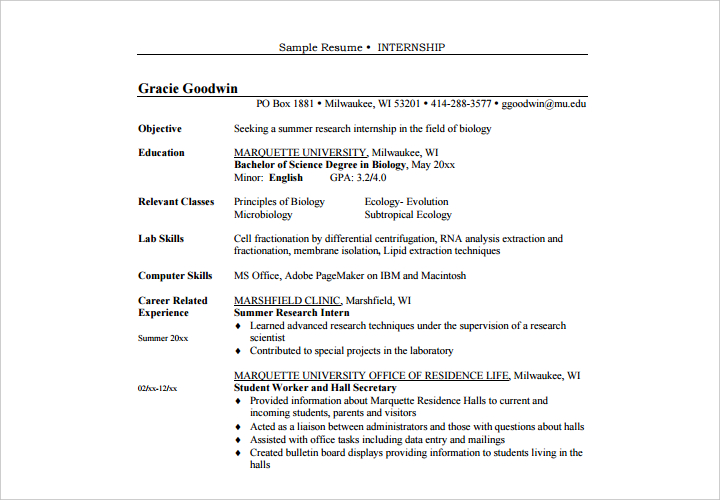 career-objective-internship-resume