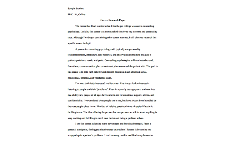 psychology career research paper