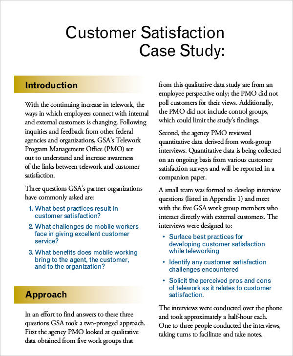 business case study on customer service