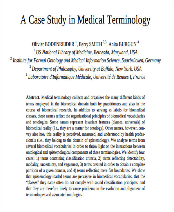 case study for medical terminology