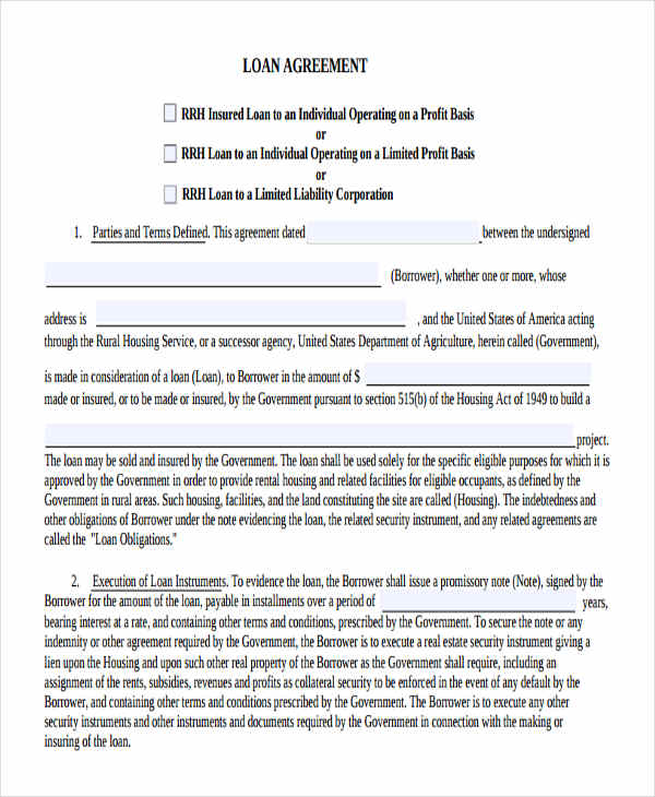 20 Loan Agreement Form Templates Word PDF Pages