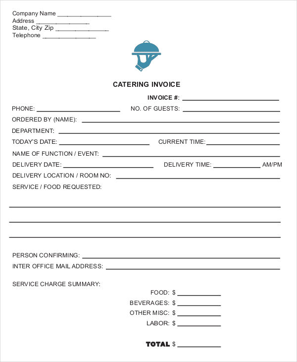 Catering Invoice Templates 10+ Free Word, PDF Format Download