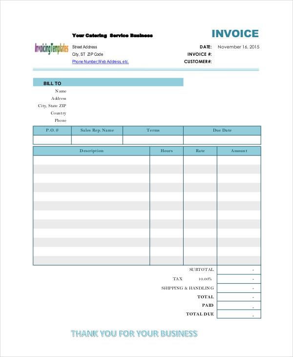 catering service invoice
