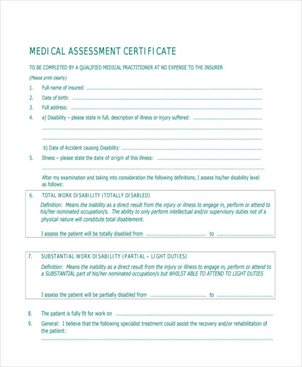 medical certificate for assignment extension