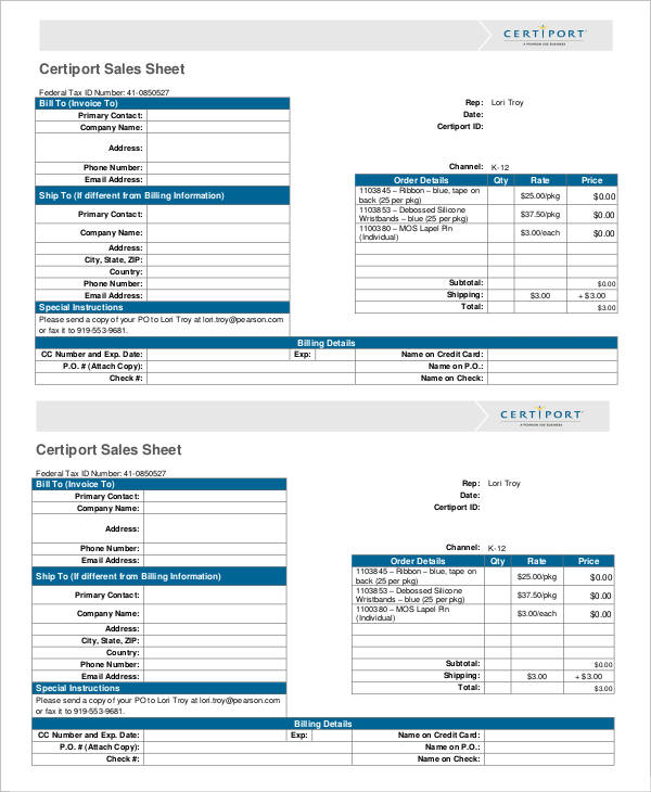 certiport sales sheet