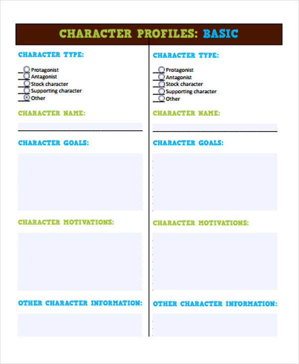 character profile outline