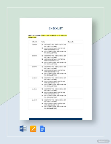 checklist sample template