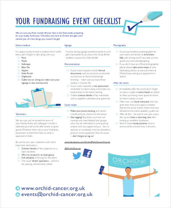 checklist of fundraising event