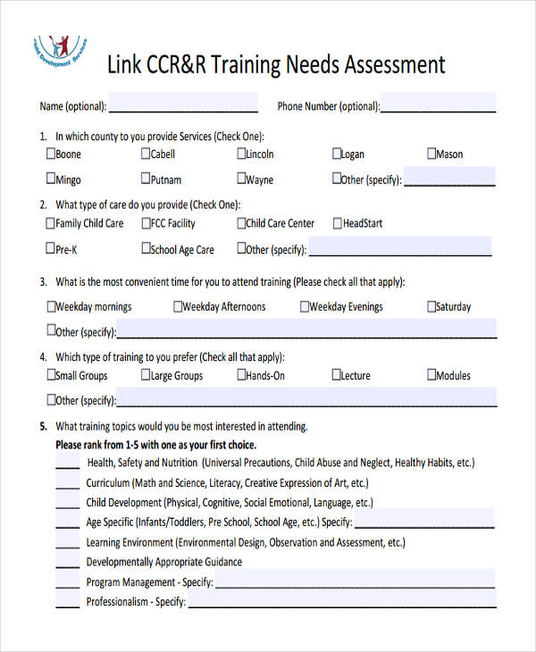 19 Needs Assessment Form Templates Free Premium Templates - child care training needs assessment