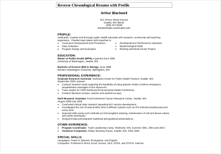 chronological-resume-with-profile