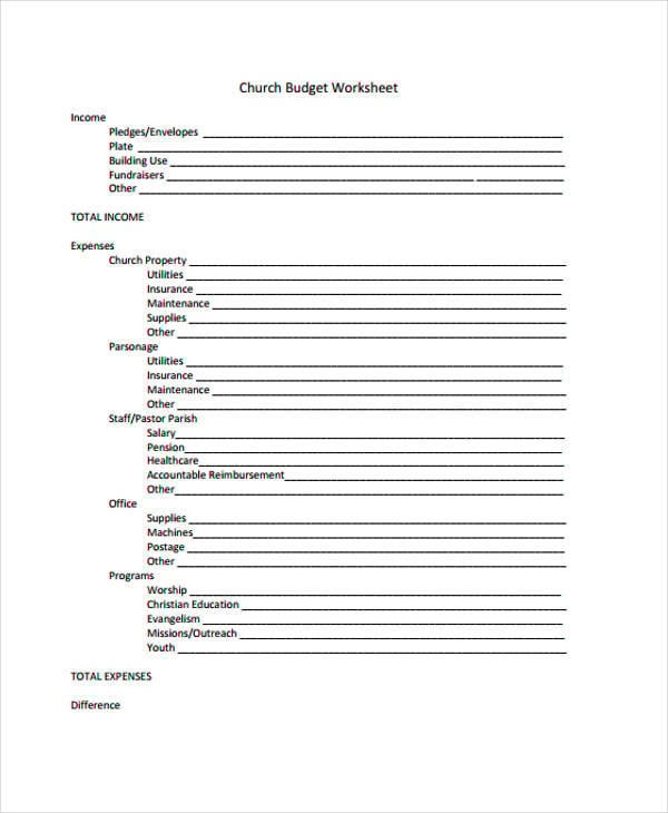 church-budget-worksheet