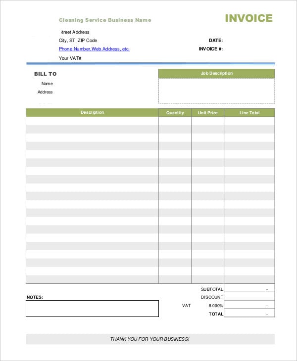 8 small business invoice templates free sample example format