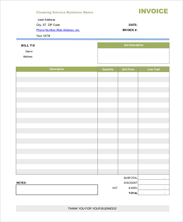 8 small business invoice templates free sample example