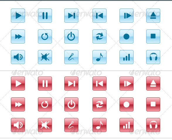 colorful multimedia player icon set