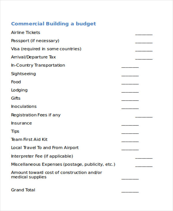 Building Budget Templates 5+ Free Word, PDF Format Download