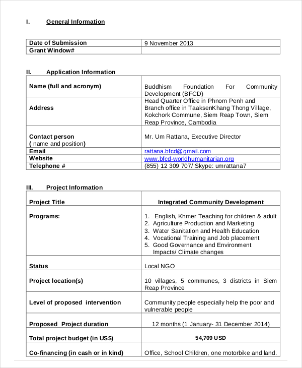 Download Free Community Development Project Proposal Template Gambaran