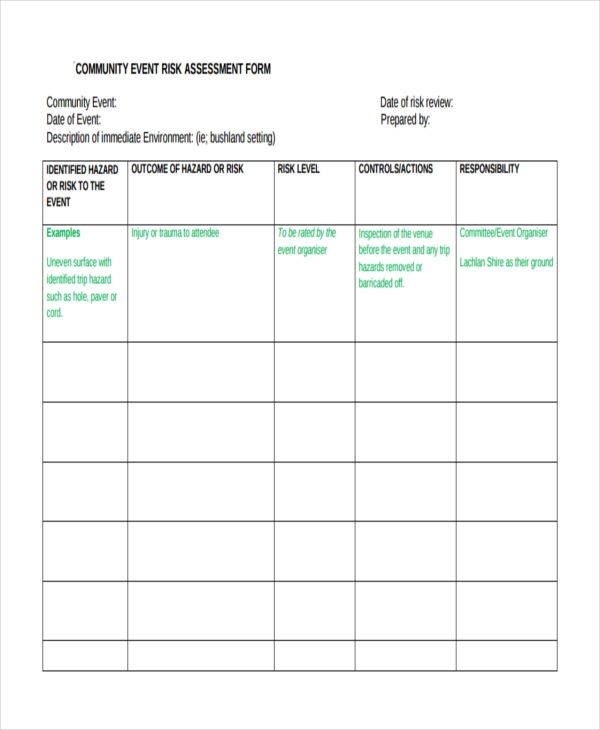 Small Business Risk Assessment Template