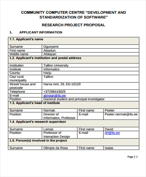 community research project proposal