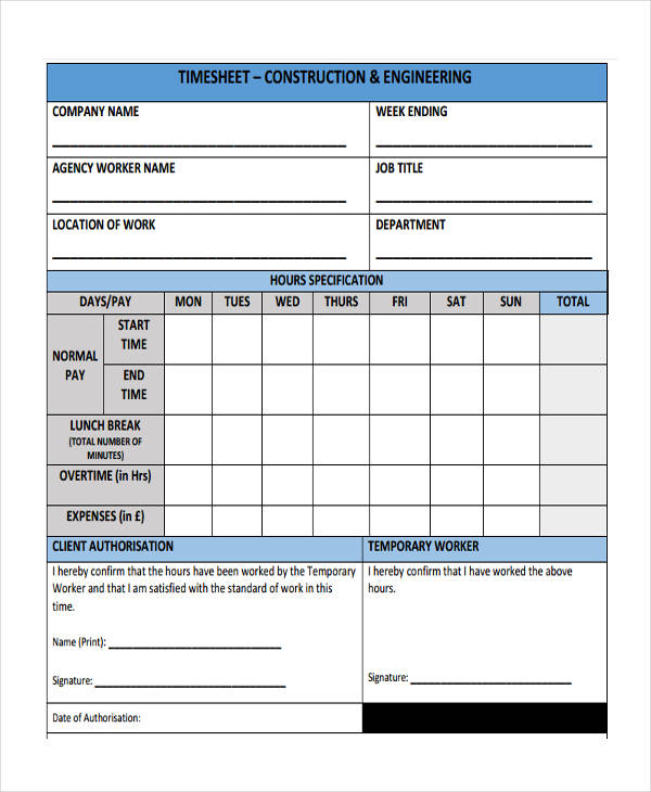 34 Free Timesheet Templates