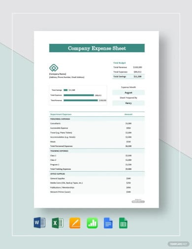 company expense sheet template