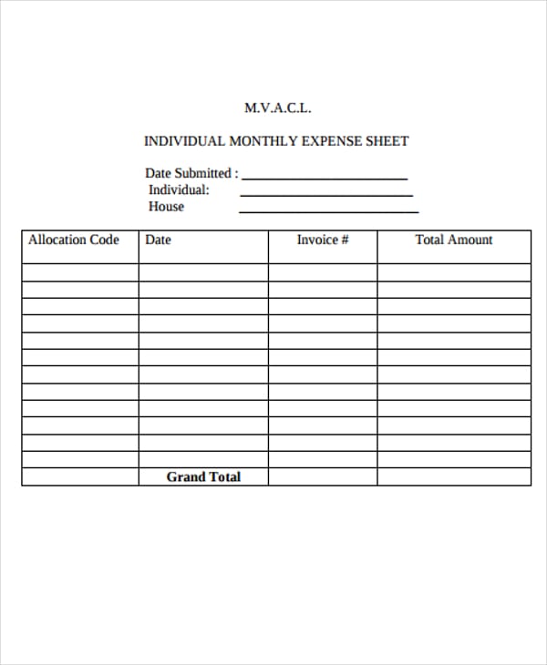 company-monthly-expense-sheet