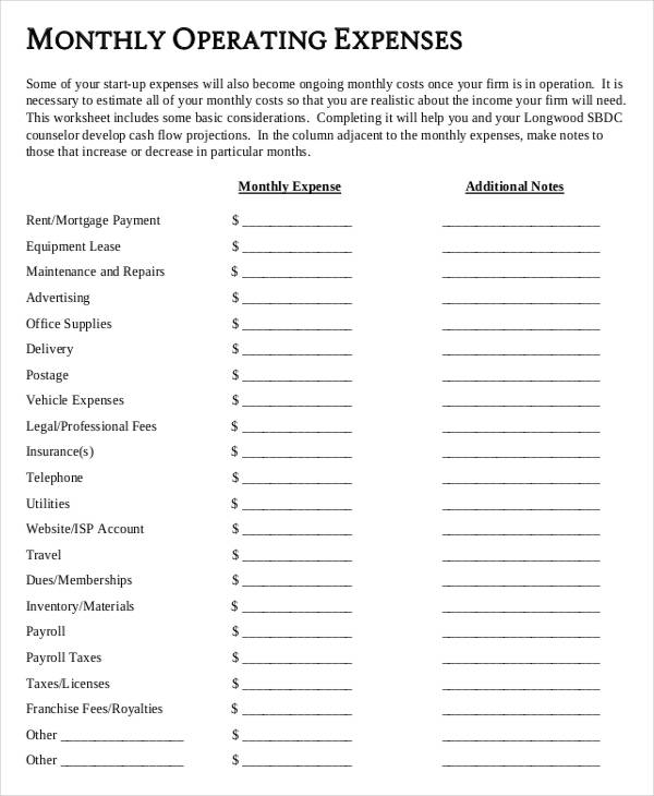 33+ Expense Sheet Templates