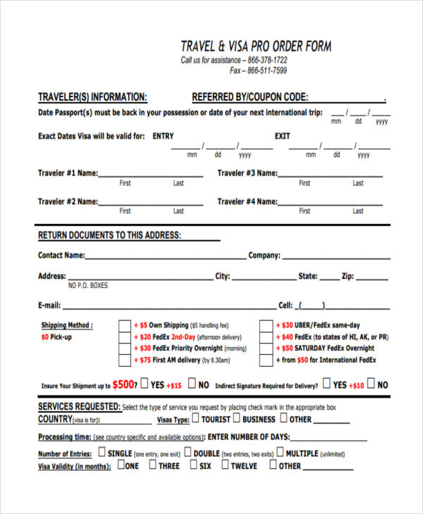 36+ Free Order Forms