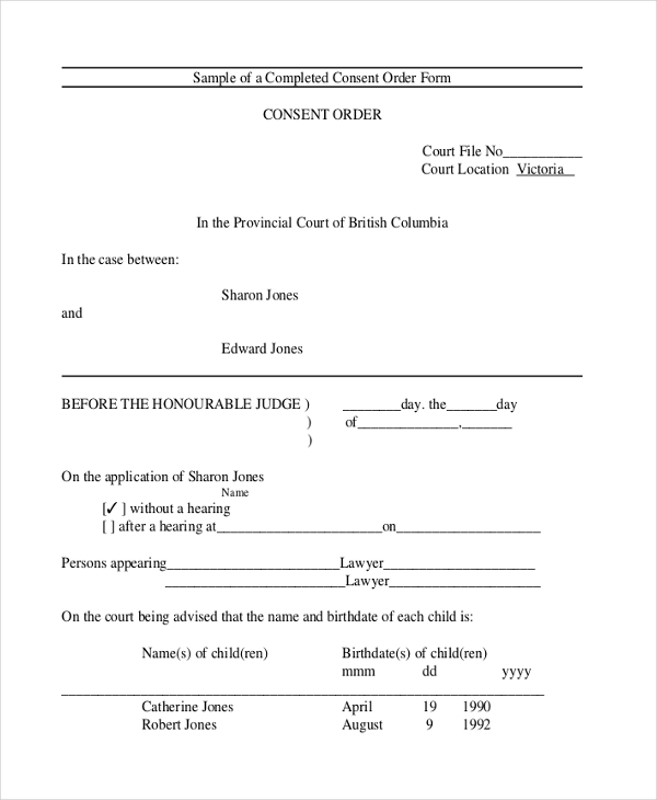 Consent Order Template Consent Order Template