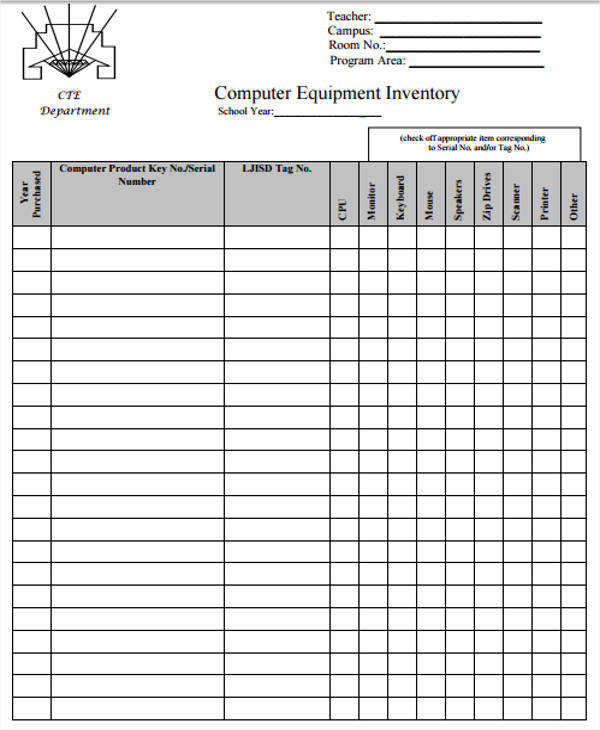 computer equipment inventory list
