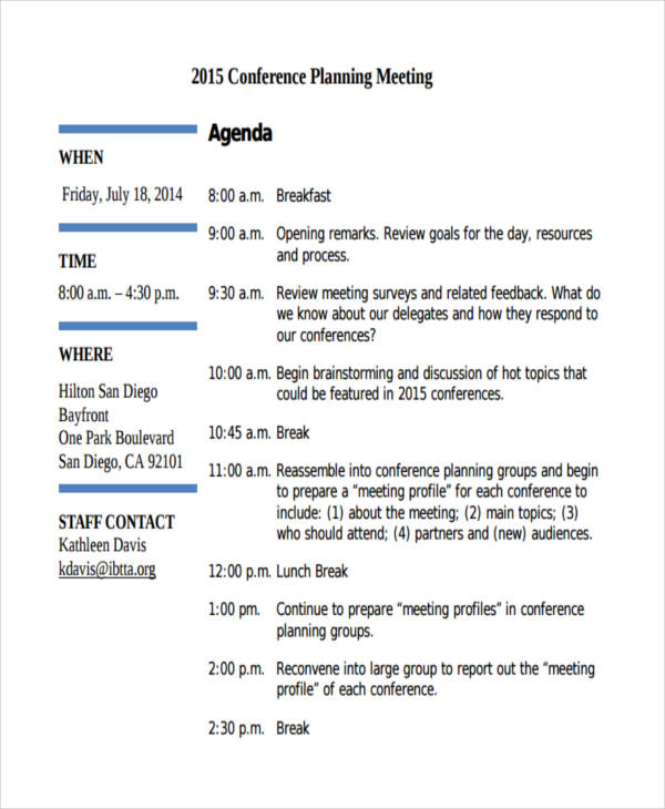 conference planning meeting agenda