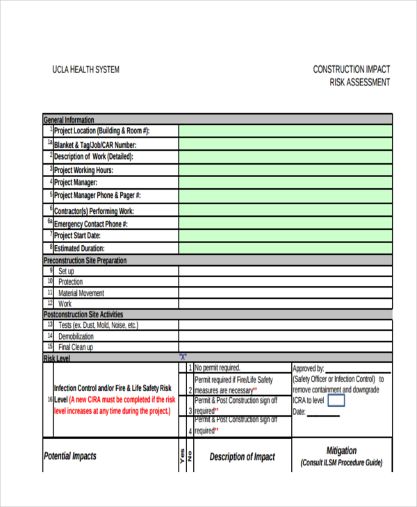 construction impact risk assessment