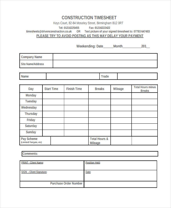 34 Free Timesheet Templates