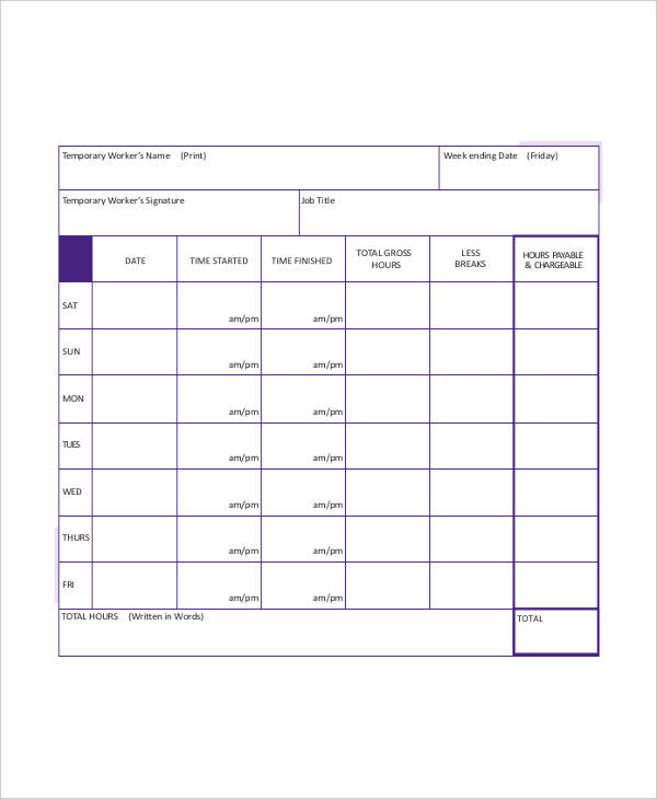 20+ Timesheet Templates Word, Docs, Excel