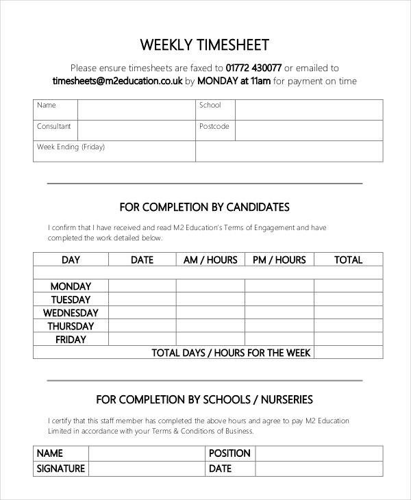 30+ Printable Timesheet Templates - Word, PDF