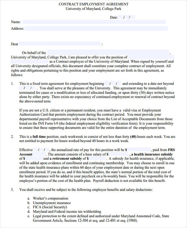 Free Printable Contract Agreement Template Master Template