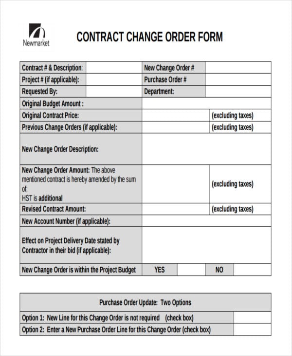 contractor change order