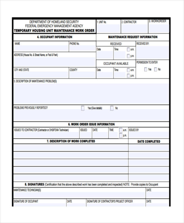 31+ Work Order Formats - Word, PDF, Docs