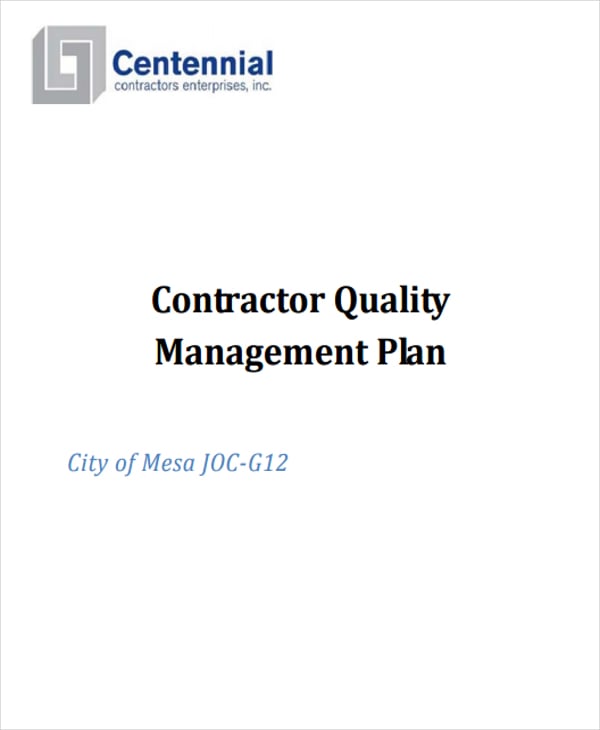 contractor quality management plan