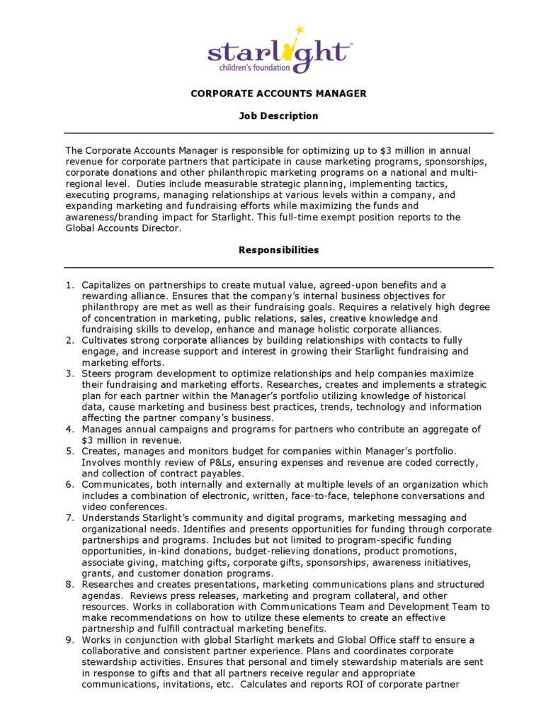 corporate accounts manager example job description free download page 001 788x1020