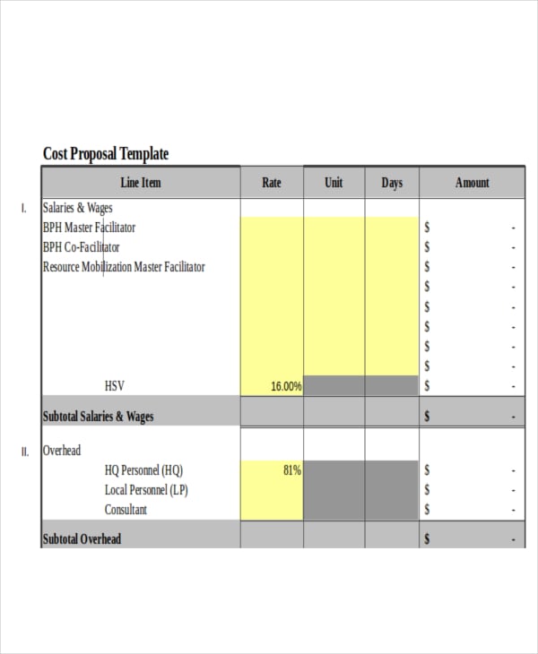 cost proposal