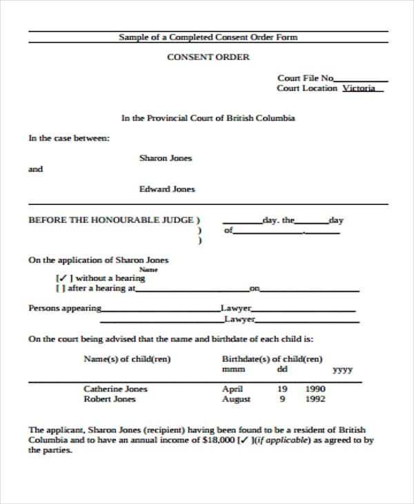 court consent order