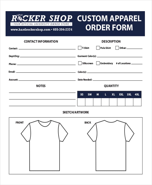 12  Apparel Order Forms Free Sample Example Format Download