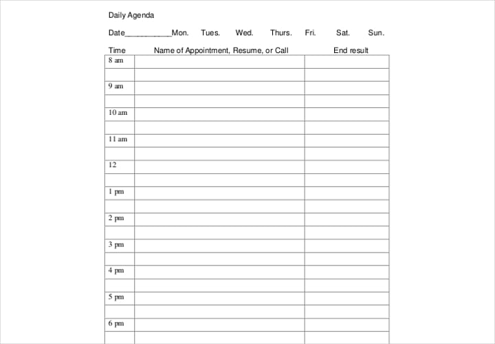 daily agendasample