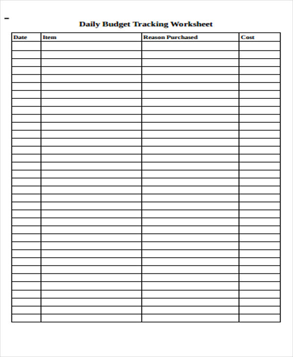 daily budget sheet