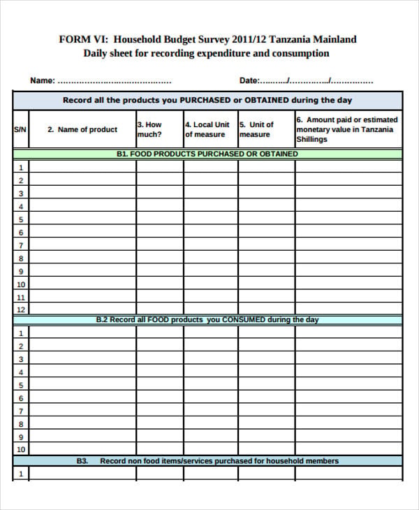 daily budget planner excel template